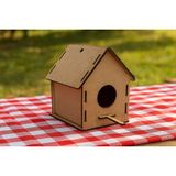 Bir Reklam Boyanabilir Ahşap Kuş Evi - 10X10X13 cm | 3 mm Ham Mdf (Demonte)