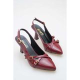 BİR-SEN SHOES luna bordo rugan 3 tokalı topuklu stiletto 7.5 cm elf