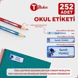 Bir Tasarım Sonic 252 Adet Kişiye Özel Okul Etiketi