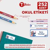Bir Tasarım Stitch 252 Adet Kişiye Özel Okul Etiketi