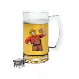 Bira İçen Erkek Baskılı Bira Bardağı - Bira Bardak