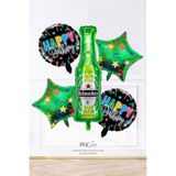 Bira Şişeli Folyo Balon Seti Doğum Günü Bira Şişesi Heineken Şişe Balonlu Doğum Günü Balon Seti