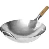 Biradlı 36 cm Karbon Çelik Wok Tava