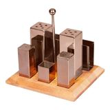 BİRADLI Altılı Yuvarlak Tuzluk ve Baharatlık Takımı Bakır