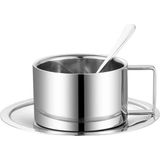 Biradlı Çelik Kahve Fincan Seti 200ML Gümüş Renk Kaliteli Şık Modern Tasarım - 200 ml