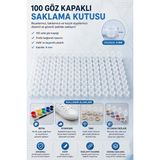 BİRBEYSTORE Akrilik Boya Kutusu Boş Boya kutusu 4 ML Plastik (100) Göz (16) Set Kapaklı Saklama Kutusu
