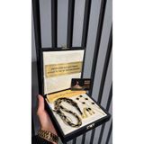 BİRCAN TASARIM GOLDEN ROSARY Premium Kutulu Kişiye Özel İsim,Harf İşlemeli Altın Parçacıklı Tesbih , Van Cleef Bileklik Seti.