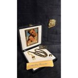 BİRCAN TASARIM Golden Rosary Premium Kutulu Kişiye Özel Resim, Yazı, İsim, Harf İşlemeli Altın Parçacıklı Hediyelik Tesbih