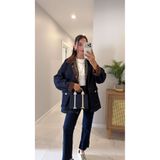 BİRCANÇİL Nolen Dark Blue Kadife Yaka Gold Düğmeli Ceket
