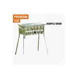 BİRÇELİK Tüplü Mangal Lav Taşlı 45cm Izgara Paslanmaz (Çekmece dahil komple kromdur)