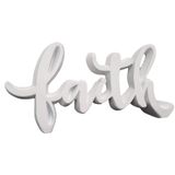 Birch & Bliss – Faith - Küçük Sıkıntılı Beyaz Masa Üstü Senaryo Kelime Dekoru (17,1 cm x 7,6 cm) Modern Çiftlik Evi Reçine Ayakta Duran Kelimeler - İlham Verici Hediyeler | Bahar - Düğün Dekoru
