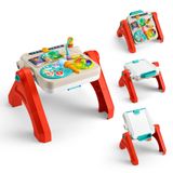 Birden fazla dil desteği ve eğitici müziklerle 6 ay ve üzeri bebeklere ve yürüme çağındaki çocuklara yönelik Fisher-Price Eğlen ve Öğren 4'ü 1 Arada Aktivite ve Çizim Masası, JLM96