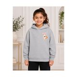 Birdirbir Kız Çocuk Havuç Taşıyan Sevimli Tavşan Figürlü Baskılı Kapüşonlu Sweatshirt