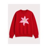 Birdirbir Kız Çocuk Kışlık Pembe Zambak Baskılı Bisiklet Yaka Sweatshirt