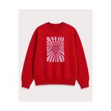 Birdirbir Kız Çocuk Pembe Kalp Baskılı Bisiklet Yaka Sweatshirt