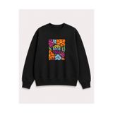 Birdirbir Kız Çocuk Renkli Çiçek Baskılı Bisiklet Yaka Sweatshirt