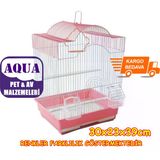 Birdlife Çift Kapılı Kuş Kafesi 30X23x39 Cm - Çekmeceli Çift Kapılı Çift Yemlikli Izgaralı Kafes - Muhabbet Kuşu Kanarya Cennet Papağanı Kafesi