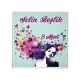 Biresimden 8 Mart Hediyesi Isim Baskılı Bardak Altlığı
