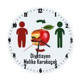 Biresimden Diyetisyene Isimli Hediye Ofis Cam Duvar Saati