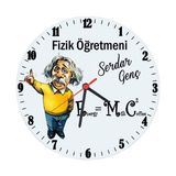Biresimden Fizik Öğretmenine Hediye İsimli Cam Duvar Saati