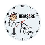 Biresimden Hemşireye Hediye Isimli 14 Mart Cam Duvar Saati