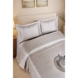 BİRHOME Hermira Jakarlı Çift Kişilik Modern Yatak Örtüsü Takımı 3 Parça 240x250cm (bej)