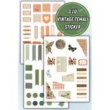 Birikiyedi 3'lü Vintage Sticker Planner Ajanda Bullet Journal Için Uygun Set - kuşe