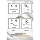Birikiyedi Çikolata Etiketi-Kişiye Özel Söz-Nikah-Nişan-Düğün-Kare Çikolata Etiketi (Sticker)-3,6x3,6cm 60 Adet - Çok Renkli - A4 - Kuşe Parlak