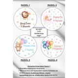 Birikiyedi Isme/kişiye Özel Doğum Günü Babyshower Hoşgeldin Bebek Etiketi 4 cm 48 Adet Etiket - Çok Renkli - Sticker