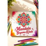 birikiyedi Mandala Boyama Kitabı/Mandala Coloring Book–20 Görsel-21x21 ,Spiralli, Stres Azaltıcı