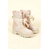 Birikon Dikiş Detaylı Parlak Şişme Bot NUT - Nude