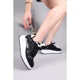 Birikon Hobart Şeffaf Çakım Boncuklu Sneakers Siyah