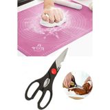 Birinci Kalite Silikon Hamur Açma Matı 50*40 cm ve Paslanmaz Çelik Et, Tavuk Börek Mutfak Makası