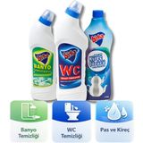 Birka 3’lü Temizlik Seti | Wc Tuvalet 750 ml + Banyo Temizleyici 750 ml + Pas ve Kireç Çözücü 1 L - Beyaz