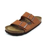 BIRKENSTOCK Arizona Birko-Flor kadın süper doğal çiçek beyaz sandalet, Kahverengi, 36 EU Schmal