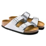 BIRKENSTOCK Üniseks Arizona Birko-Flor Nubuk Deri Geniş Terlik, Gümüş., 39 EU