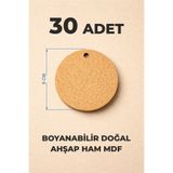 birlazer 30’lu Paket 8 Cm Yuvarlak MDF Magnet Tahtası 3 mm Naturel Ham Ahşap, Boyanabilir
