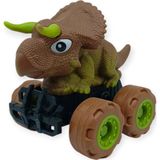 Birlik Oyuncak Sürtmeli Dinazor Arabalar 12 cm - H-20 - Triceraptors -Kahverengi