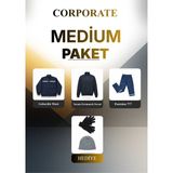 Birmont Corporate Medium Paket Iş Kıyafetleri Set 3+1 Hediyeli - Gabardin Mont Yarım Fermuarlı Sweat Pantolon (Eldiven ve Bere) Hediyeli - 2XL - Lacivert - Gri