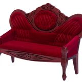 Birostiana Bebek Evi Mobilyaları Minyatür Bebek Evi Aksesuarları 1 12 Ölçekli Vintage Kırmızı Ahşap Kanepe Mini Viktorya Dönemi Tezgah Sandalyesi Bebek Evi Oturma Odası El İşi Dekorasyon Parti Kiti