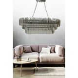 Birsen Aydinlatma Aliza Gumus 75X35 Cm'lik Kristal Tasli Luks Avize - Yatak Odasi - Salon - Mutfak - Hol