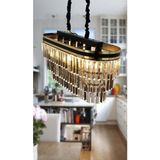 Birsen Aydınlatma Avizade Şeritli 70X30 cm Lik Kristal Taşlı Lüks Avize - Altın - 1