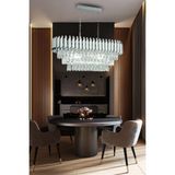 Birsen Aydınlatma Koza Gümüş 73X35 Cm'lik Kristal Taşlı Yemek Masası Lüks Avize - Yatak Odası - Salon - Mutfak - Hol - 1