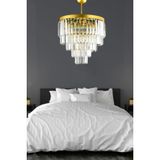 Birsen Aydinlatma Nilsa Gold 40X40 Cm'lik Kristal Tasli Luks Avize - Yatak Odasi - Salon - Mutfak - Hol