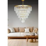 Birsen Aydinlatma Nilsa Gold 50X50 Cm'lik Kristal Tasli Luks Avize - Yatak Odasi - Salon - Mutfak - Hol