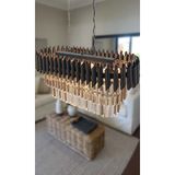 Birsen Aydınlatma Zamira 75X35 cm Slver Kristal Taşlı Lüks Yemek Masası Üstü 6'lı Avize - Gümüş - 1