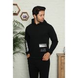 Birşen Tekstil Erkek Kapüşonlu Sweatshirt Eşofman Üstü - XL - Siyah