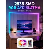 Birsence 5m Rgb Şerit LED Seti 12V 2835 Smd Kumandalı Ev Oda ve Dekoratif Ambiyans Aydınlatma