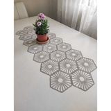 Birsence Fransız Dantel Detaylı Tek Runner Gri, Masa Üzerine Runner, Masa Örtüsü Runneri - 0,5 x 9 cm - 001-Renkli