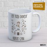 Birsence Kişiye Özel Meslek Temalı Kupa | Isimli & Fotoğraflı Premium Hediye Bardak Doktor